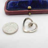 Sterling Silver Heart Outline Charm Pendant Vintage c1970