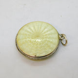 Art Deco Sterling Silver & Rose Flower Guilloche Enamel Pendant Antique