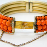 19th Century Austro-Hungarian Sterling Silver Gilt & Coral Cuff Bangle Antique