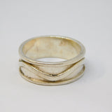 Sterling Silver Swirl Design Wide Band Ring Vintage c1970 Size P