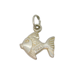 Sterling Silver Patterned Fish Charm Pendant Vintage c1970
