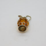 Sterling Silver Jug Or Pitcher With Orange Crystal Charm Pendant Vintage c1970s