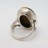 Sterling Silver Neo-Classical Tiger's Eye Intaglio Cameo Ring Vintage London