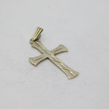 Sterling Silver Matte Textured Patterned Cross Charm Pendant Vintage c1970