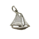Sterling Silver Sailing Yacht Charm Pendant Vintage c1970