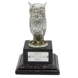 Cast Sterling Silver Owl on Plinth Base 'Owl Award, 1985' Vintage London 1981