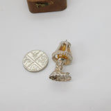 Sterling Silver Amber Glass Family with Dog Charm Pendant Vintage c1970