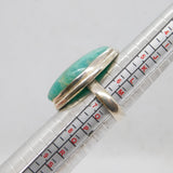 Sterling Silver Aqua Natural Stone Chunky Statement Ring Vintage c1970 Size N