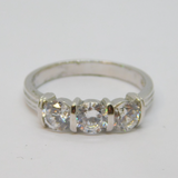 Sterling Silver Triple Spinel Half Eternity Ring Vintage c1970 Size P 1/2