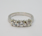 Sterling Silver Triple Spinel Half Eternity Ring Vintage c1970 Size P 1/2