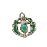 Sterling Silver Enamel Scottish Thistle Charm Pendant Vintage c1970