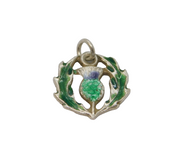 Sterling Silver Enamel Scottish Thistle Charm Pendant Vintage c1970