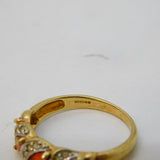 9ct Yellow Gold, Orange Topaz & Spinel Dress Ring Vintage 2006 Birmingham