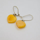 Pair of Sterling Silver Yellow Jasper Heart Hook Drop Earrings Vintage c1970