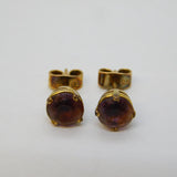 9ct Yellow Gold & Amethyst Set Stud Earrings Vintage c1970s