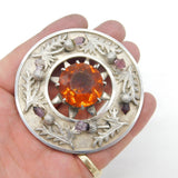 Edwardian Large Scottish Sterling Silver Kilt Brooch Antique 1910 Birmingham