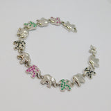 Sterling Silver Ruby, Emerald & Sapphire Elephant Panel Bracelet 2008 Birmingham