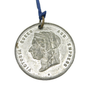 Queen Victoria White Metal Golden Jubilee Celebration Medal Antique 1887