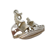 Sterling Silver Sailing Ship Charm Pendant Vintage c1970
