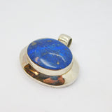 Sterling Silver Lapis Lazuli Chunky Oval Studio Style Pendant Vintage c1970