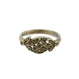 Sterling Silver Marcasite Leaf Form Art Deco Dress Ring Antique c1930 Size L 1/2