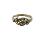 Sterling Silver Marcasite Leaf Form Art Deco Dress Ring Antique c1930 Size L 1/2