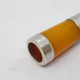 Edwardian Sterling Silver & Block Amber Cheroot Holder Antique 1905