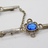 Art Deco Sterling Silver Blue Paste Three-Part Brooch Antique c1920s