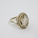 Sterling Silver Faceted Citrine Cocktail Band Ring Vintage c1970 Size N 1/2