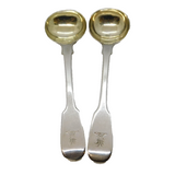 George IV Pair of Sterling Silver Wheat Sheaf Crest Mustard Spoons Antique 1821