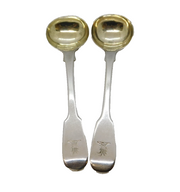 George IV Pair of Sterling Silver Wheat Sheaf Crest Mustard Spoons Antique 1821