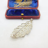 Sterling Silver Filigree Form Leaf Pattern Brooch Vintage c1970