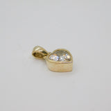 Sterling Silver CZ Heart Drop Charm Or Pendant Contemporary c2000s