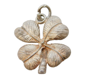 Sterling Silver Lucky Shamrock Charm Pendant Vintage c1970