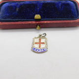 Sterling Silver and Coloured Enamel Travel Shield 'London' Charm Vintage c1970