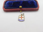 Sterling Silver and Coloured Enamel Travel Shield 'London' Charm Vintage c1970
