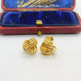 Gold on Sterling Silver Woven Ball Form Stud Earrings Modern