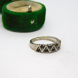 Sterling Silver Smoked Topaz ZigZag Design Ring Vintage c1970 Size P