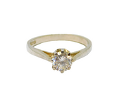Sterling Silver CZ Solitaire Engagement Ring Vintage 1986 Birmingham Size N