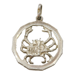Sterling Silver Cancer the Crab Zodiac Charm Pendant Vintage c1970s