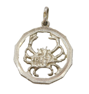 Sterling Silver Cancer the Crab Zodiac Charm Pendant Vintage c1970s