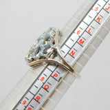 Sterling Silver 9 Oval Blue Topaz Modernist Dress Ring Vintage c1970 Size O