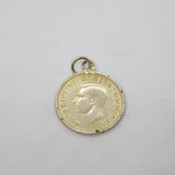 Sterling Silver Gilt George VI Threepence Charm Pendant Antique 1938