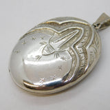 Victorian Aesthetic Sterling Silver Sweetheart Locket Pendant Antique c1880s