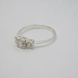 Sterling Silver Triple Paste Set Engagement Band Ring Vintage c1970 Size O 1/2