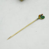 Boxed Art Deco Set of Sterling Silver Gilt Enamel Chicken Cocktail Sticks