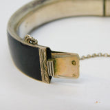 19th Century German Sterling Silver & Black Enamel Mourning Bangle Antique
