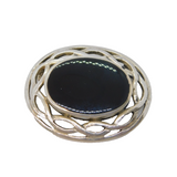 Sterling Silver & Onyx Set Celtic Knot Brooch Pin Vintage c1980s