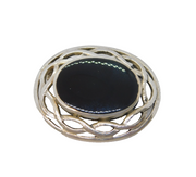 Sterling Silver & Onyx Set Celtic Knot Brooch Pin Vintage c1980s