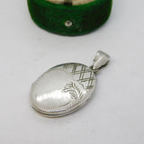 Sterling Silver Floral Pattern Locket Pendant Vintage c1970